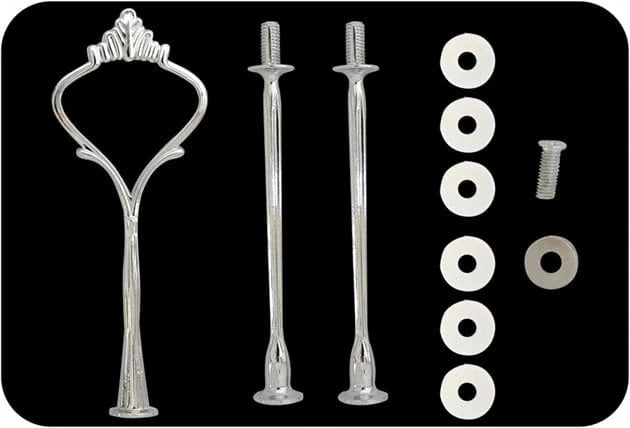 3 Tier Cake Stand Silver Crown Metal Fittings