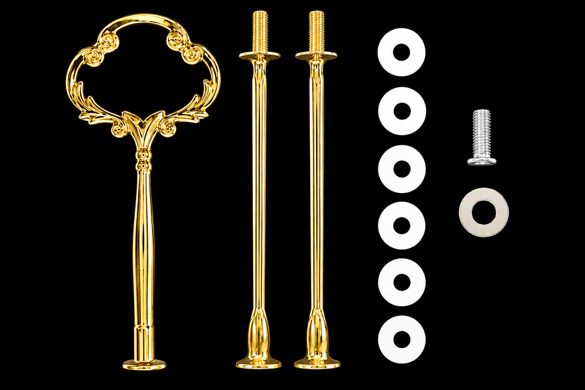 3 Tier Cake Stand Gold Telephone Metal Fittings