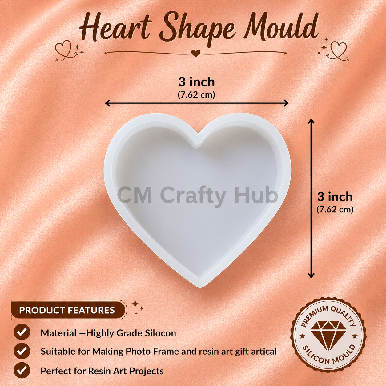 3'' Heart Coster Mould Main image