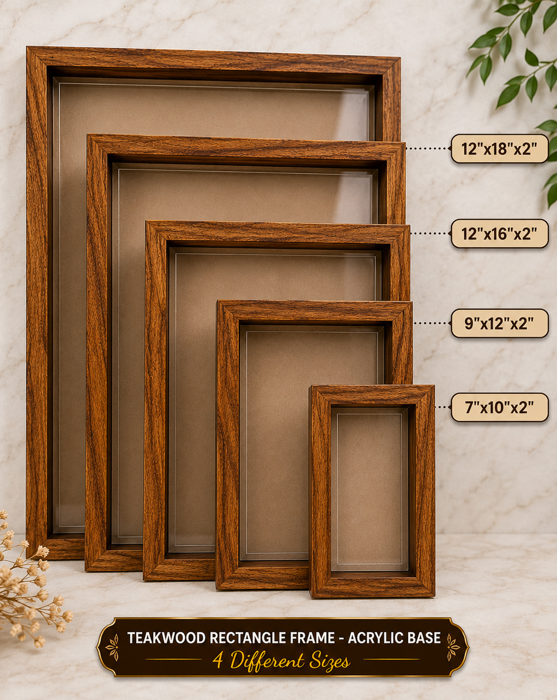 Rectangle Teakwood Frame- Acrylic Base