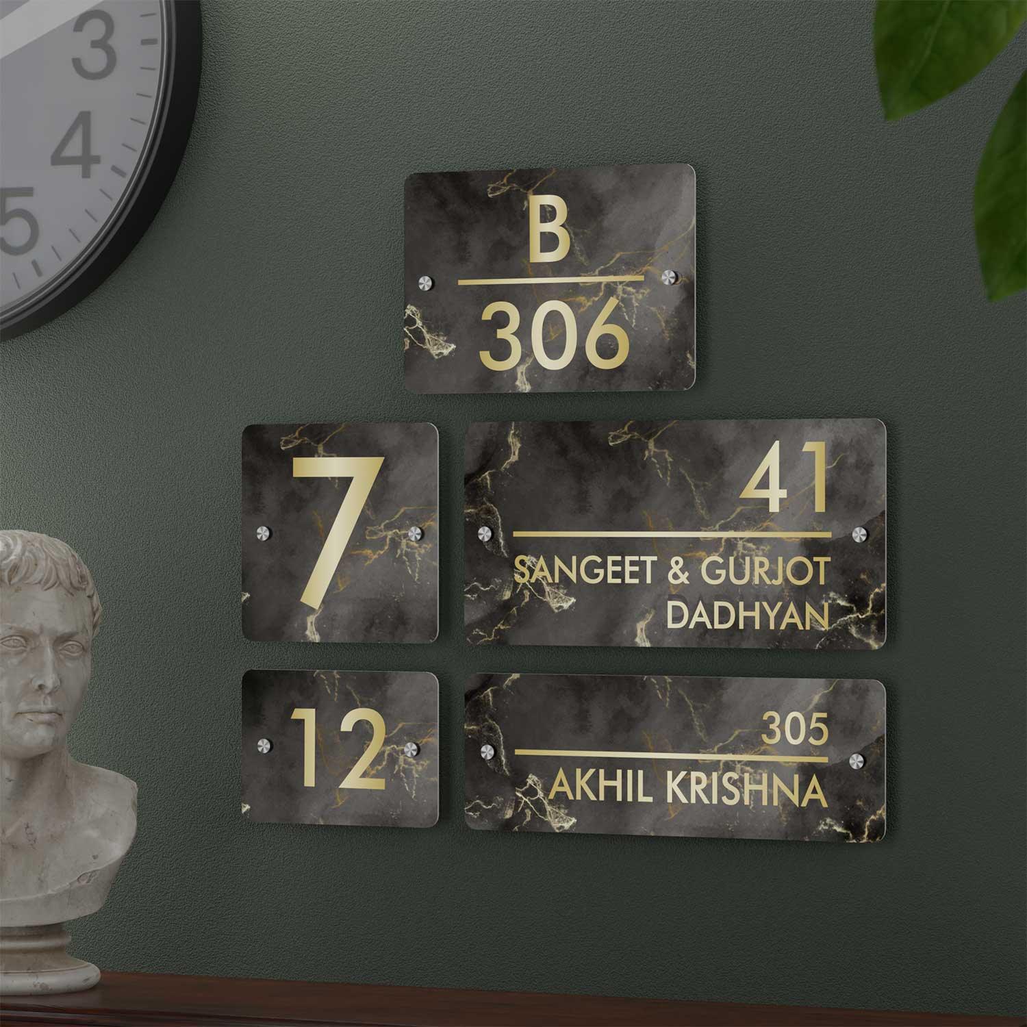 Golden Portoro - Contemporary House Number/Name Sign