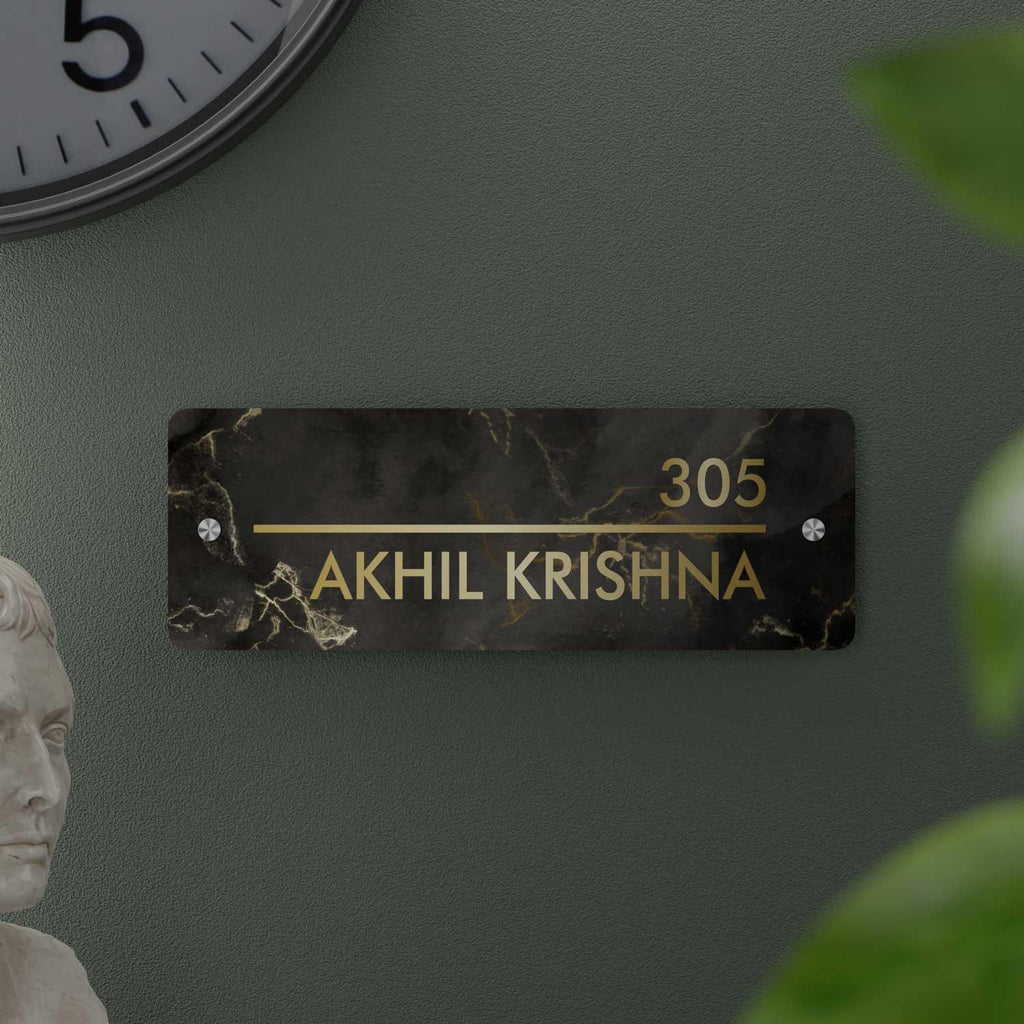 Golden Portoro - Contemporary House Number/Name Sign