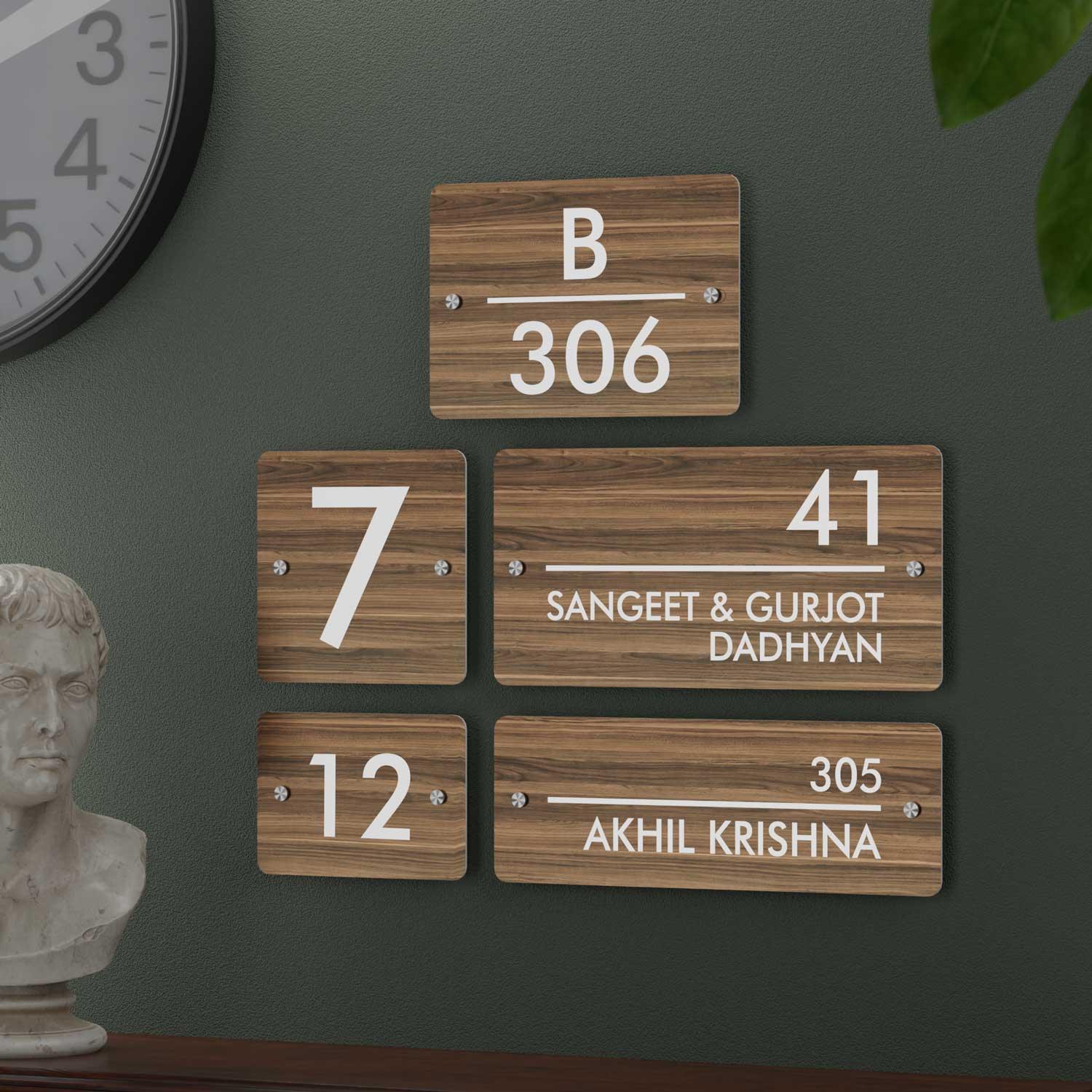 Walnut - Contemporary House Number/Name Sign Main image