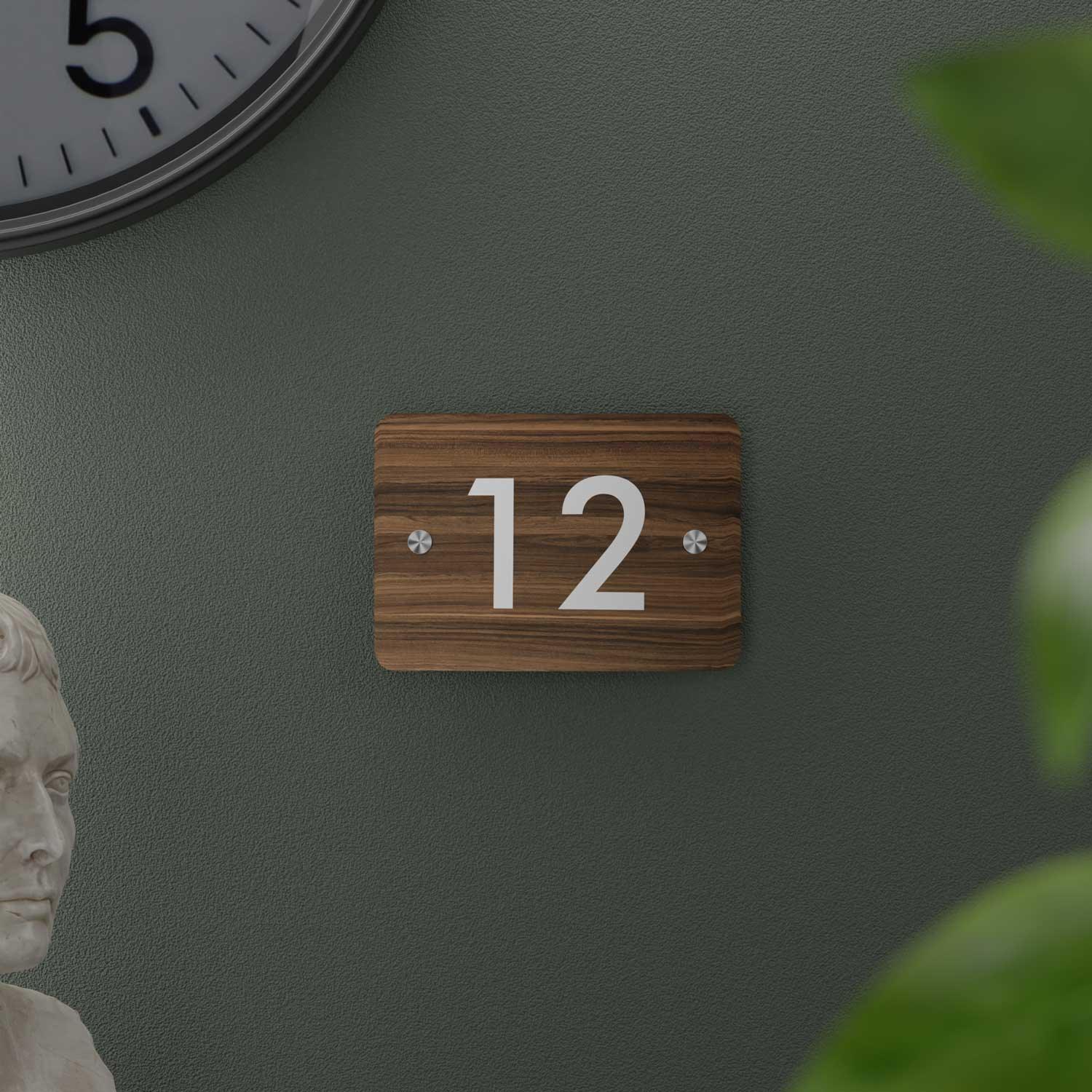 Walnut - Contemporary House Number/Name Sign