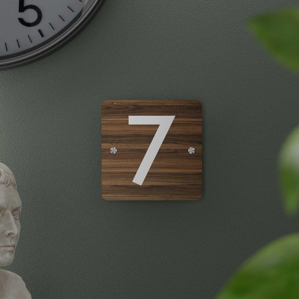 Walnut - Contemporary House Number/Name Sign
