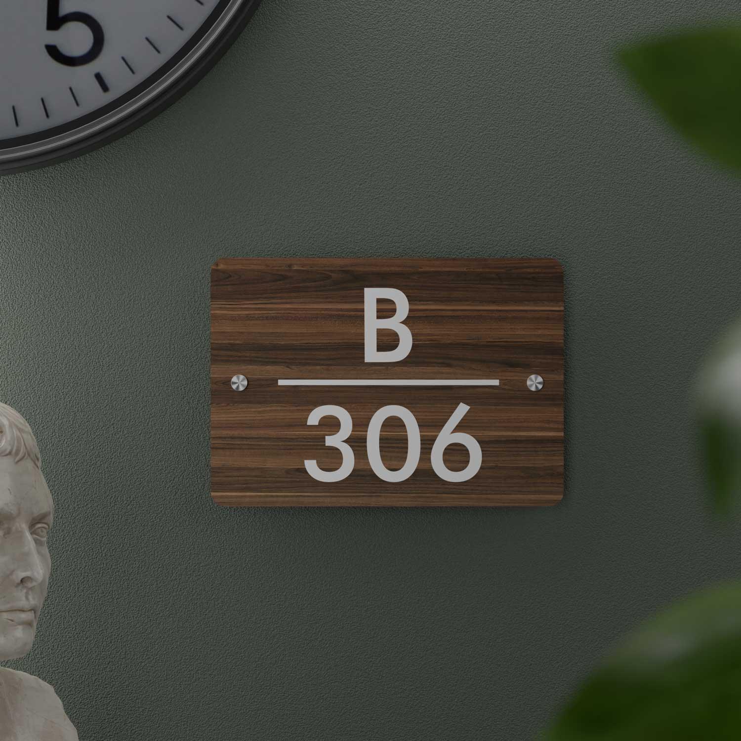 Walnut - Contemporary House Number/Name Sign