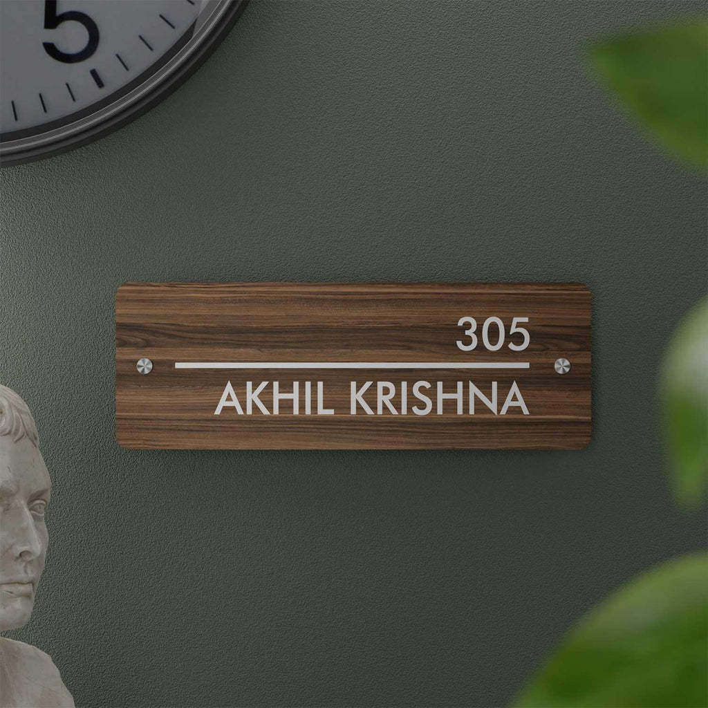 Walnut - Contemporary House Number/Name Sign